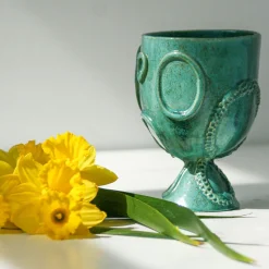 Portavaso in ceramica verde Acini