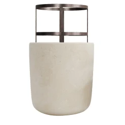Portavaso in pietra beige e ferro Piro B