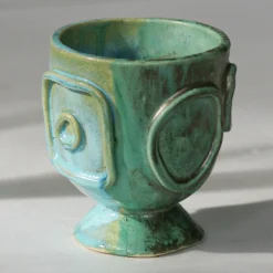 Portavaso piccolo in ceramica verde Acini