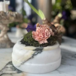 POR Vaso a colonna in marmo satinato Paonazzo