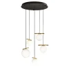 Posy Lampadario rotondo in vetro opalino bianco e metallo galvanizzato