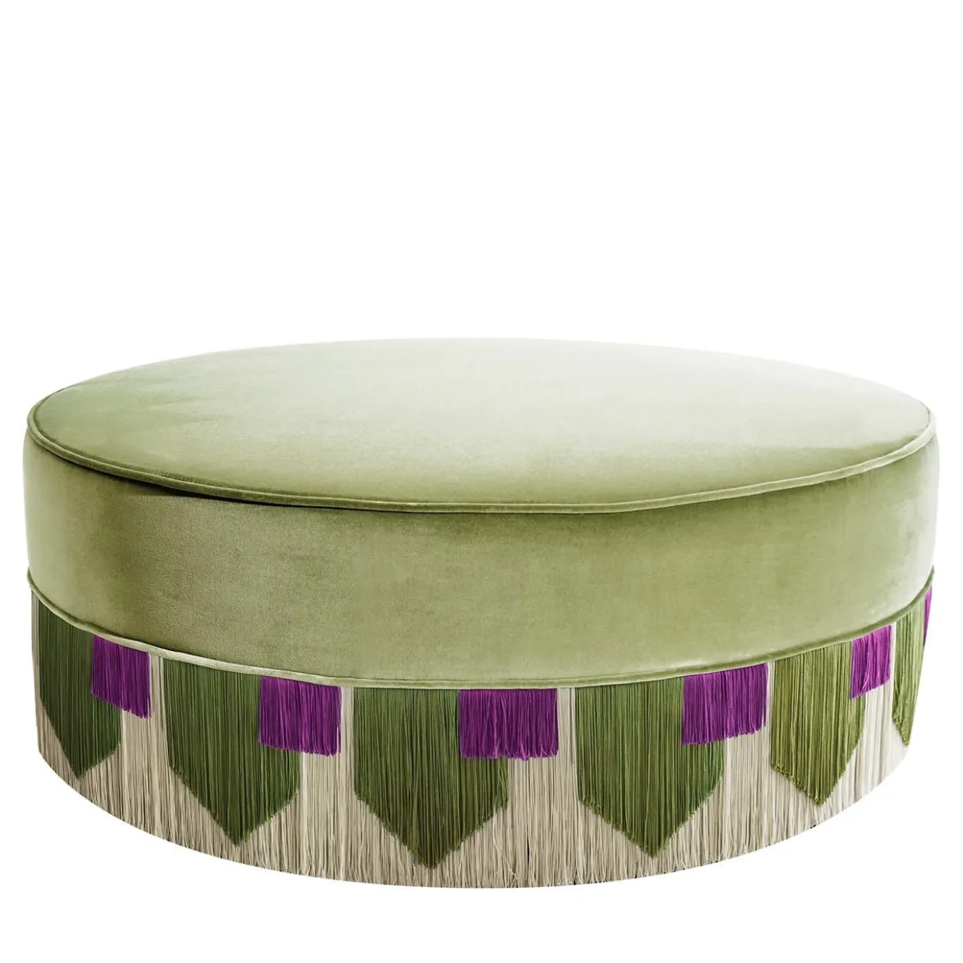 Pouf a cravatta geometrica Couture verde chiaro