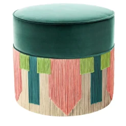 Pouf a cravatta geometrica Couture verde scuro