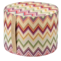 Pouf Agadir Cilindrico in Jacquard Garden Light