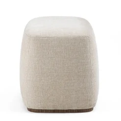 Pouf Alma in tessuto grigio e noce