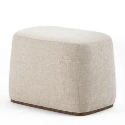 Pouf Alma in tessuto grigio e noce