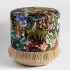 Pouf Animalia con vegetazione tropicale e animali base in cesta