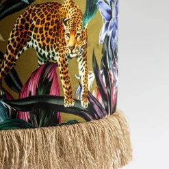 Pouf Animalia con vegetazione tropicale e animali base in cesta