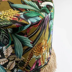 Pouf Animalia con vegetazione tropicale e animali base in cesta