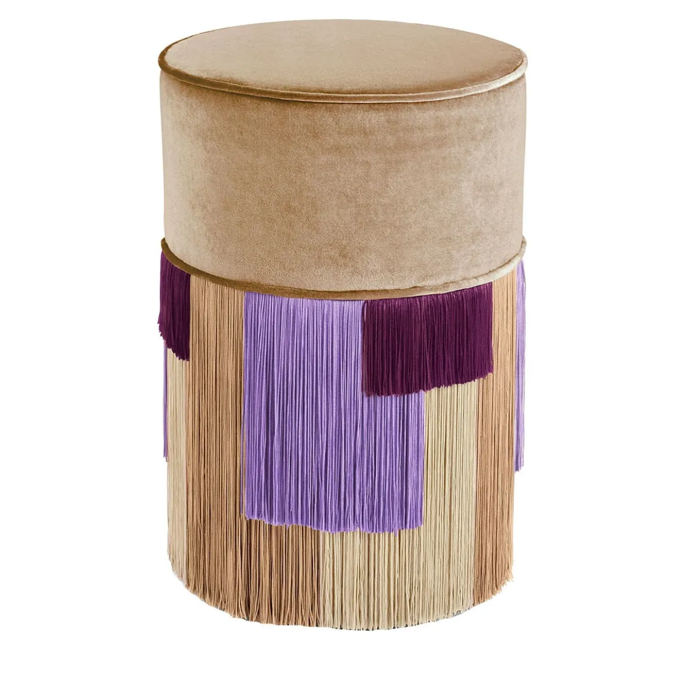 Pouf a righe geometriche Couture beige