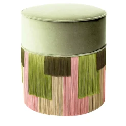 Pouf a righe geometriche Couture verde chiaro