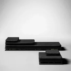 Pouf AR14 in Legno e Marmo Nero Marquina