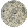 Pouf arrotondato Orfeo con motivo animale blu