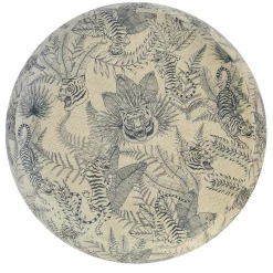 Pouf arrotondato Orfeo con motivo animale blu
