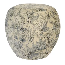 Pouf arrotondato Orfeo con motivo animale blu