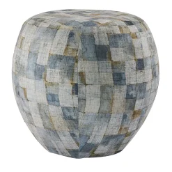 Pouf Arrotondato Orfeo con Motivo Geometrico Multicolore