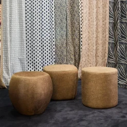 Pouf Arrotondato Orfeo Marrone con Motivo Geometrico