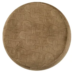 Pouf Arrotondato Orfeo Marrone con Motivo Geometrico