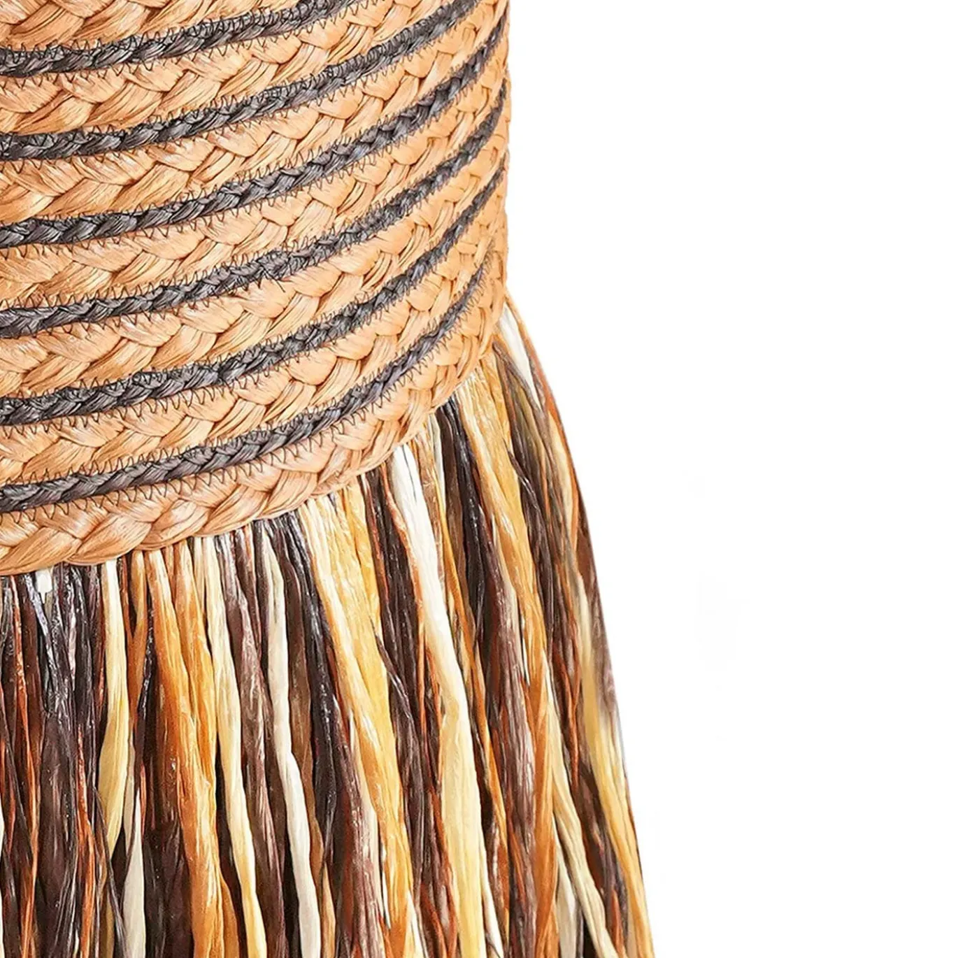 Pouf Boho Chic in paglia gialla e marrone