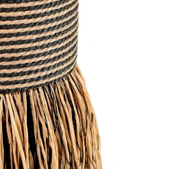Pouf Boho Chic in paglia naturale e nera