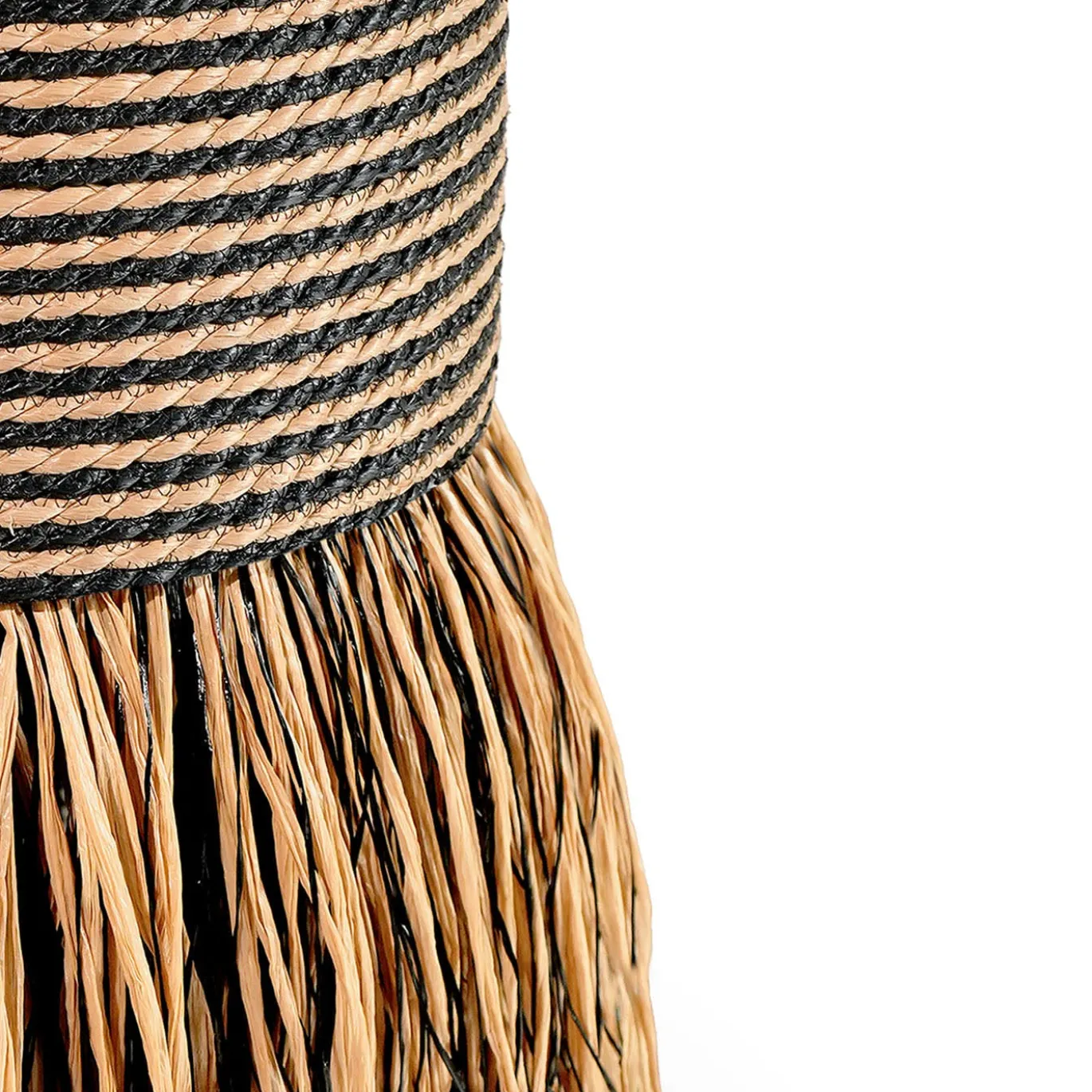 Pouf Boho Chic in paglia naturale e nera