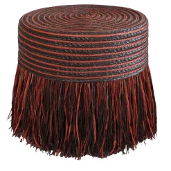 Pouf Boho Chic in paglia terracotta e marrone