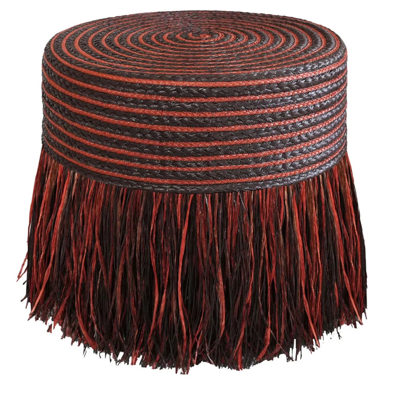 Pouf Boho Chic in paglia terracotta e marrone