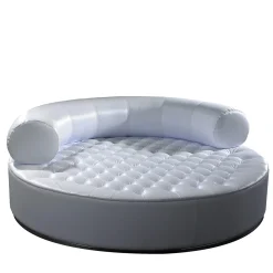 Pouf Breola rotondo trapuntato bianco