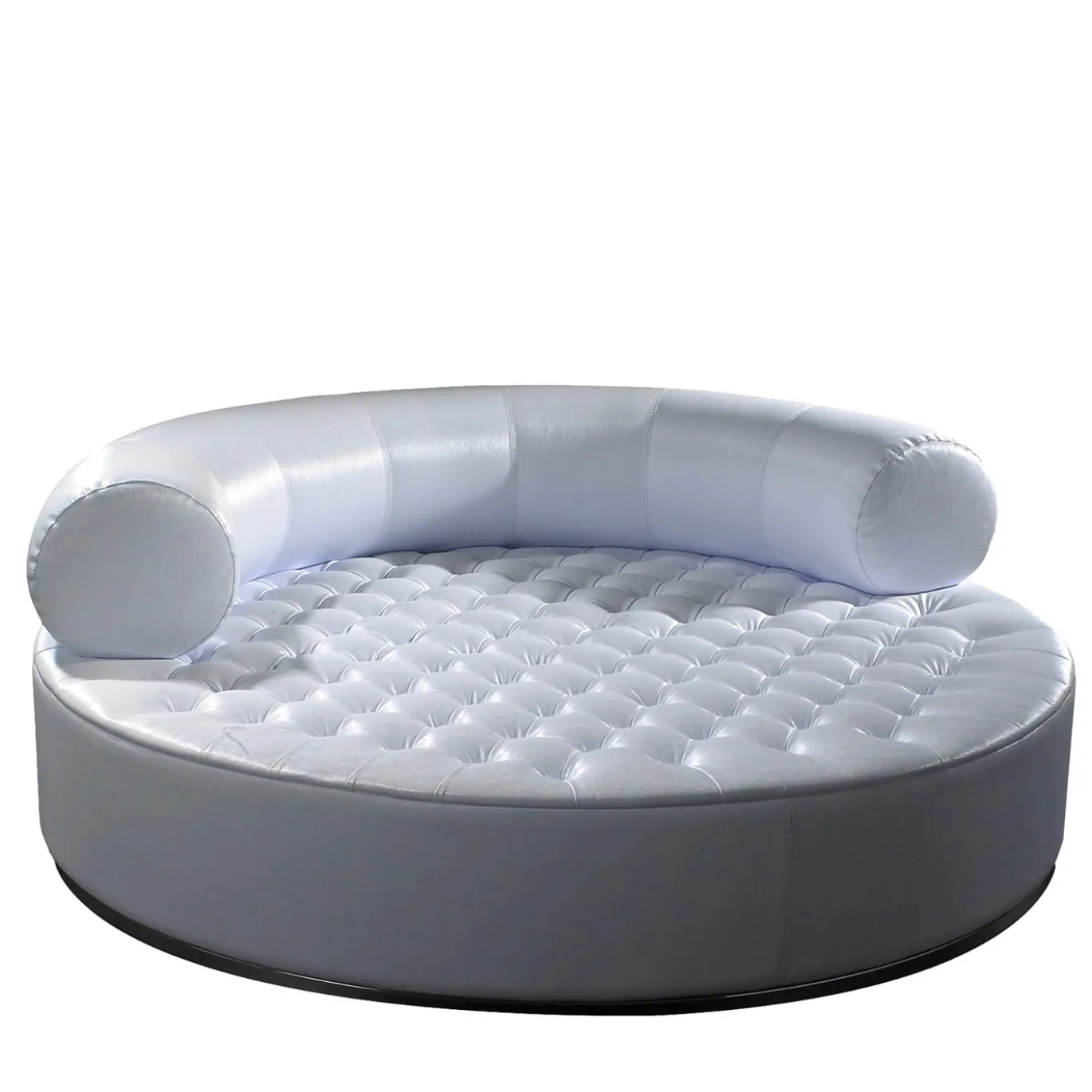 Pouf Breola rotondo trapuntato bianco