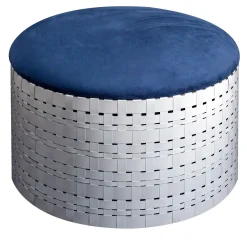 Pouf Campo bianco e blu