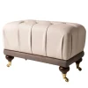 Pouf capitonnè Ottoman marrone chiaro e bianco panna