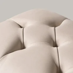 Pouf capitonnè Ottoman marrone chiaro e bianco panna