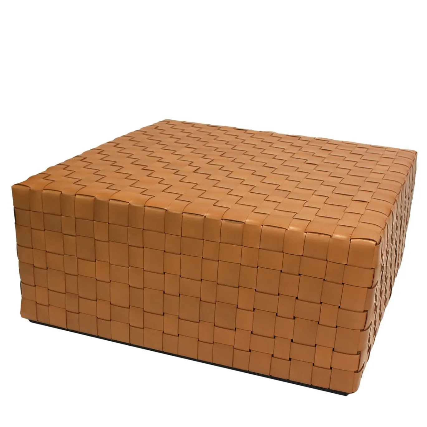 Pouf Castagno Grande In Pelle Arancione Di Gualtiero Ballarini