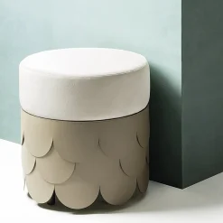 Pouf Charleston in Pelle Color Fango