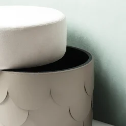 Pouf Charleston in Pelle Color Fango