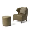 Pouf cilindrico Agostina pelle verde oliva