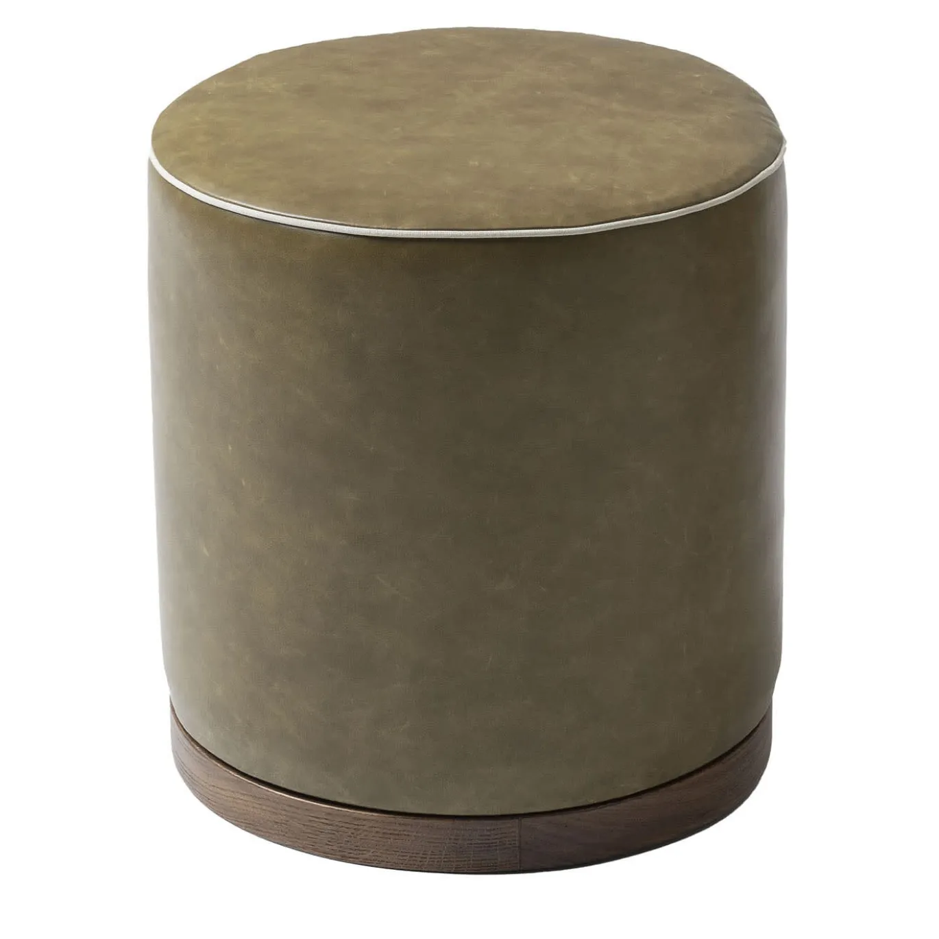 Pouf cilindrico Agostina pelle verde oliva