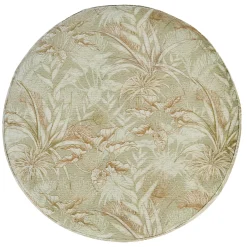 Pouf cilindrico Club beige con motivo a foglie