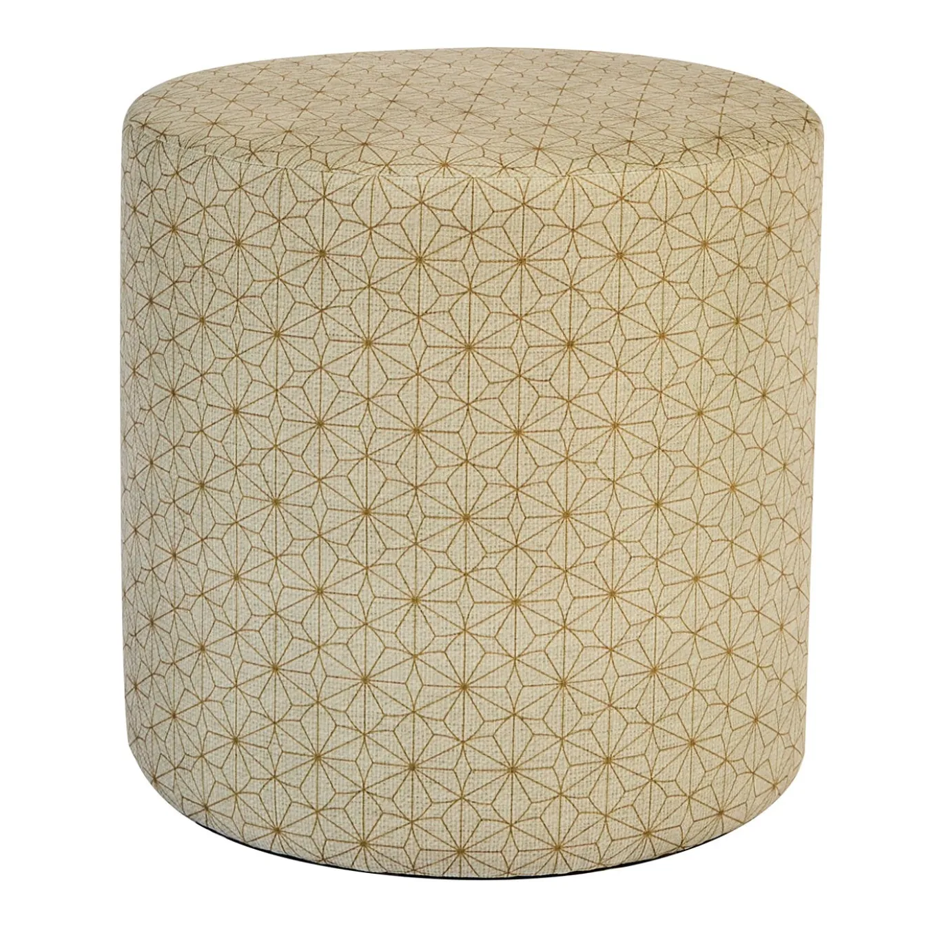 Pouf cilindrico Club beige con motivo geometrico