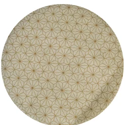Pouf cilindrico Club beige con motivo geometrico