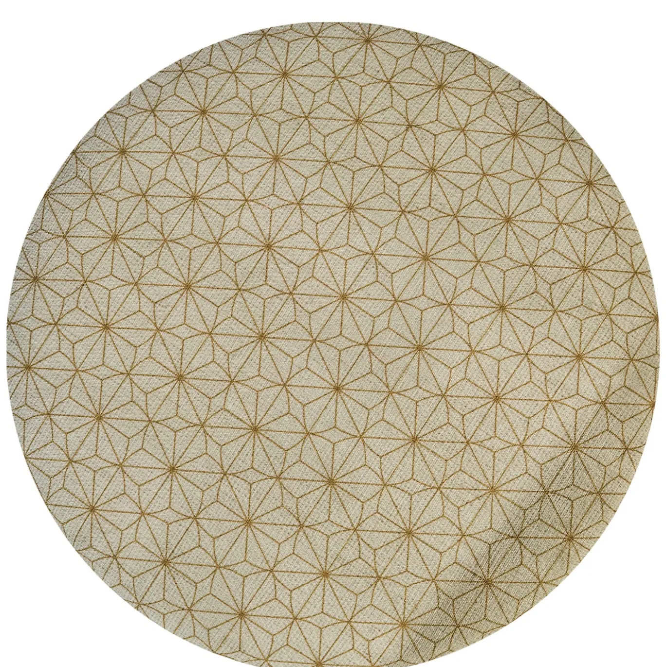 Pouf cilindrico Club beige con motivo geometrico