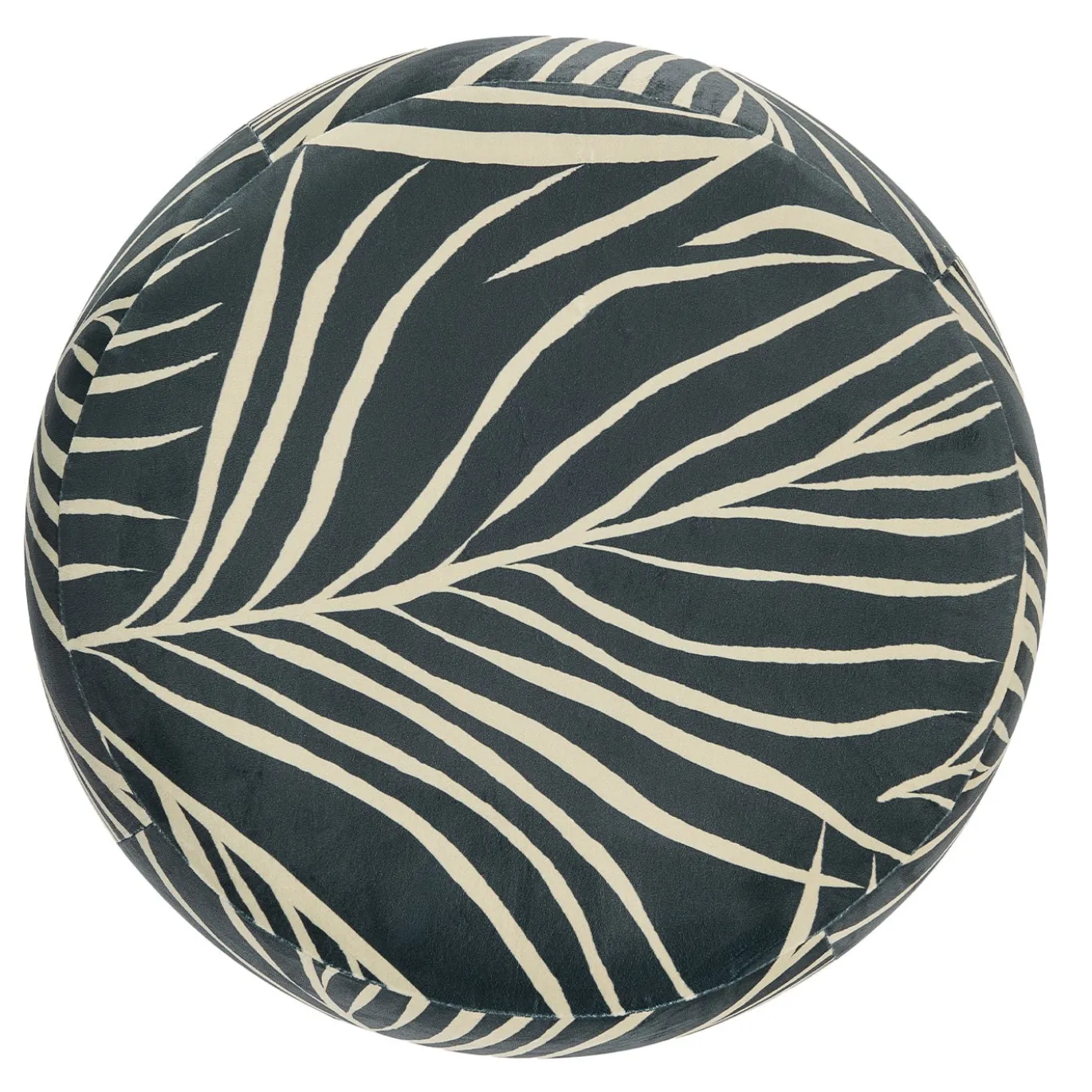 Pouf cilindrico Club blu scuro con motivo a foglia