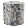 Pouf cilindrico Club con motivo geometrico multicolore