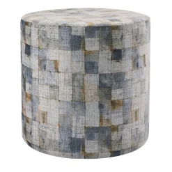 Pouf cilindrico Club con motivo geometrico multicolore