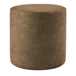 Pouf Cilindrico Club Marrone con Motivo Geometrico