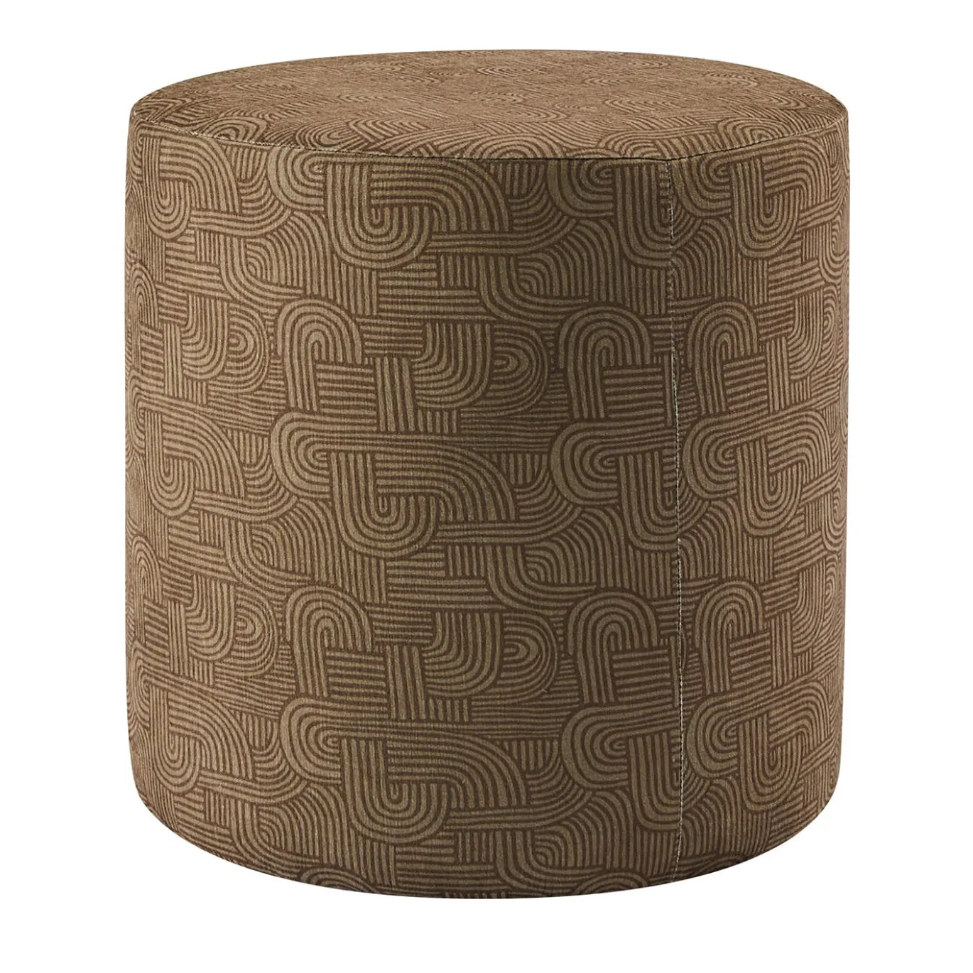 Pouf Cilindrico Club Marrone con Motivo Geometrico