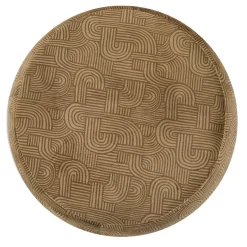 Pouf Cilindrico Club Marrone con Motivo Geometrico