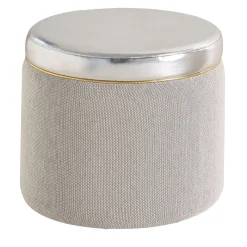 Pouf Cilindrico Con Seduta Argentata