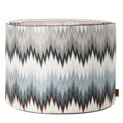 Pouf Cilindrico Phrae in Toni Grigi e Azzurri