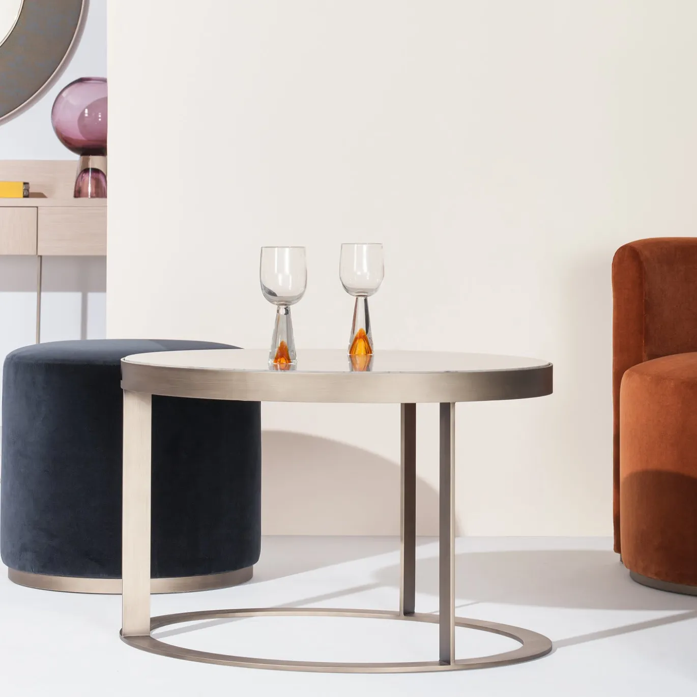 Pouf Ciro Tondo Abyss di Ciarmoli Queda Studio